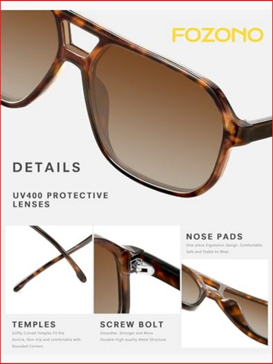 Oversized Square Double Bridge Sunglasses UV Protection Retro Vintage main image 4